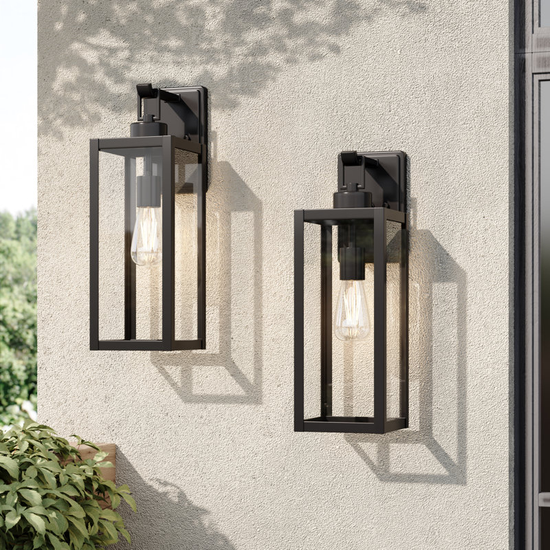 Schock Black Steel  Wall Light with High-transparency Glass(Set of 2), 17.97" H x 5.93" W x 7.84" D