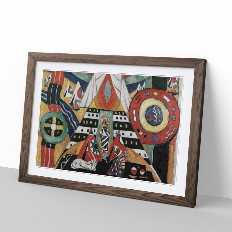 Indian Composition by Marsden Hartley - Picture Frame Painting, Walnut Framed, 27cm H x 36cm W x 2cm D