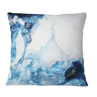 Bleu clair et blanc liquide Marble Art I - Coussin décoratif imprimé moderne