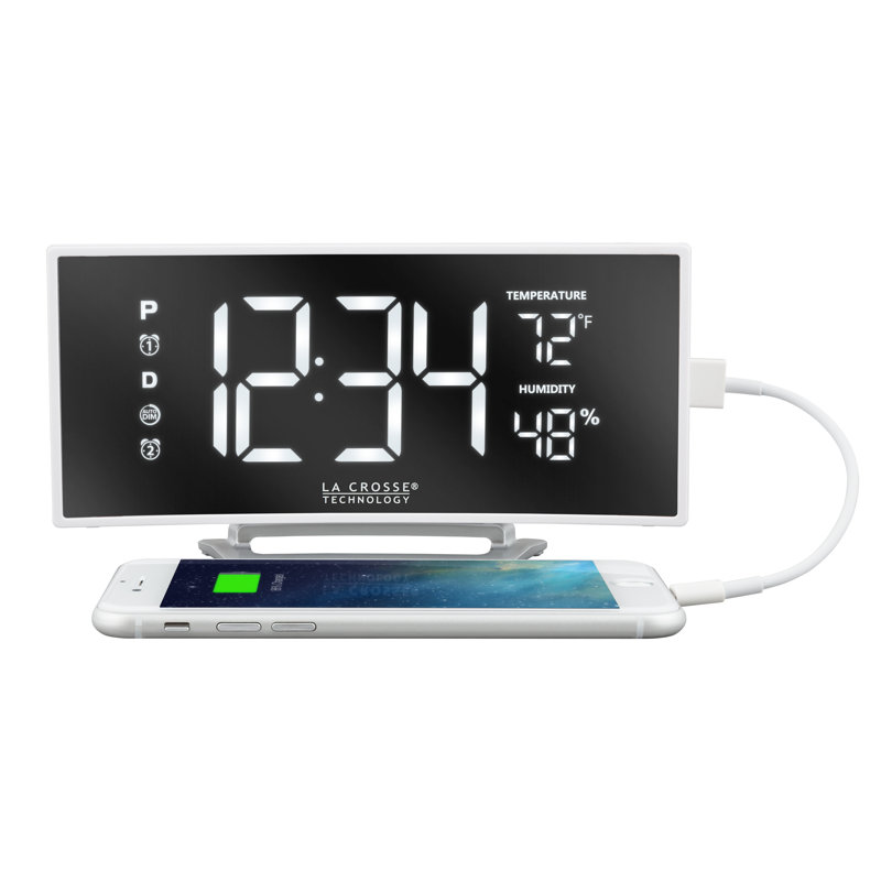 Modern & Contemporary Digital Electric Tabletop Clock with Alarm in White