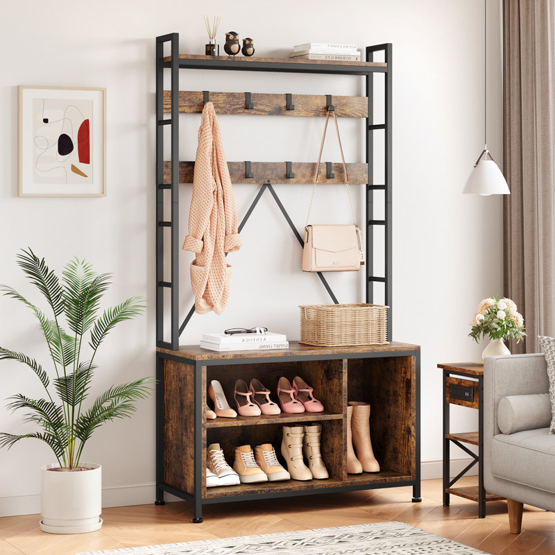 Metal Freestanding 8 - Hook Coat Rack, Brown