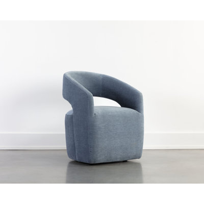 LLORET WHEELED DINING ARMCHAIR - MERINO PEARL - Blue