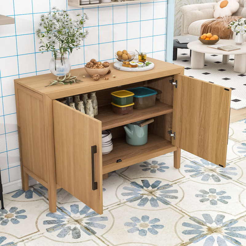 Sideboard Buffet with 2 Doors and Shelf, Natural