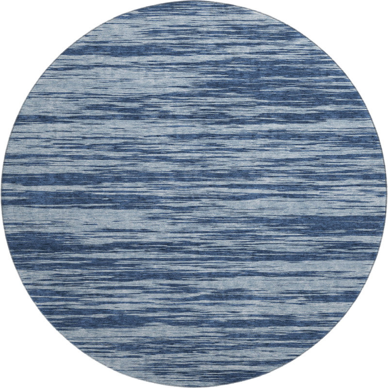 Premium Machine Washable Prisco Blue Rug, Round 8'