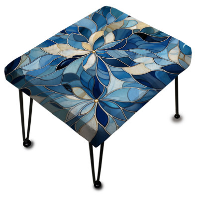 Repose-pieds rectangulaire bleu indigo en mosaïque Manx