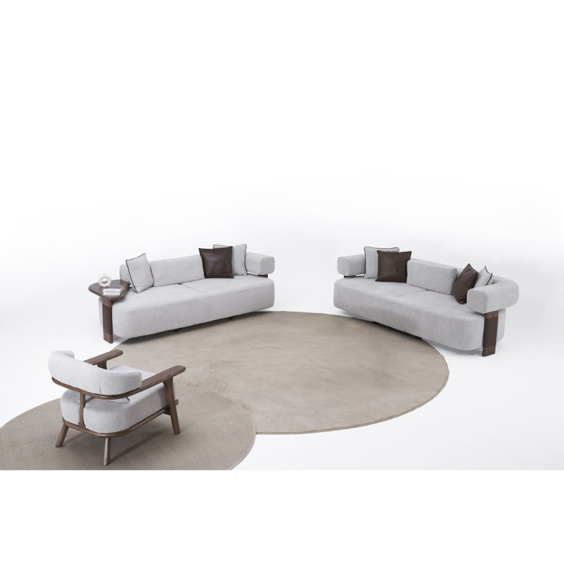 Ensemble de salon indigo blanc et noyer