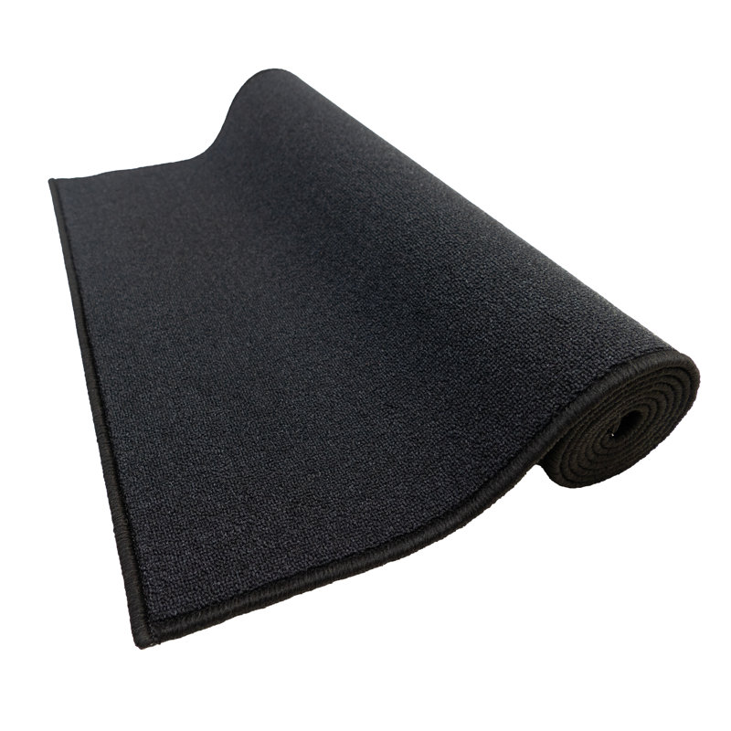 Custom Size Anti Slip Low Profile Plain Black Runner Rug, Runner 2'2" x 4'