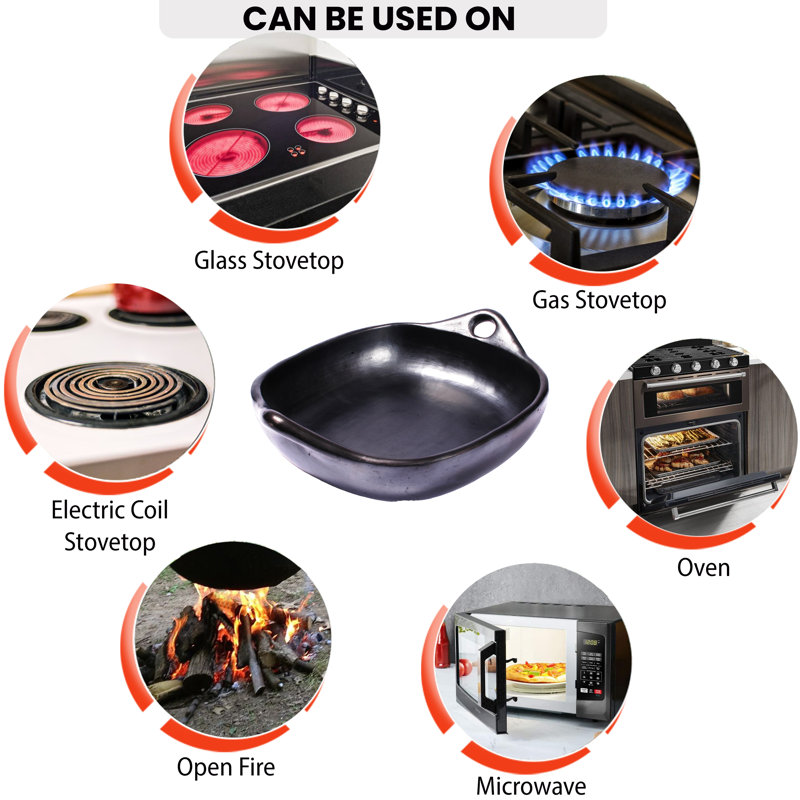 Medium Black Clay Square Roasting Pan with Handles