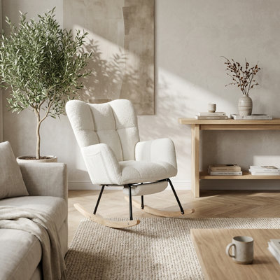 Chaise berçante confortable en tissu Teddy