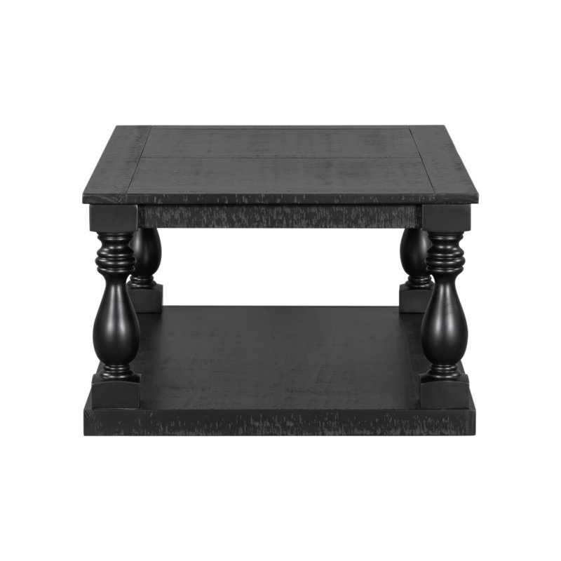 Table basse rétro avec pieds de colonne en vase artistique et placage de pin luxueux, parfaite pour le salon et le bureau