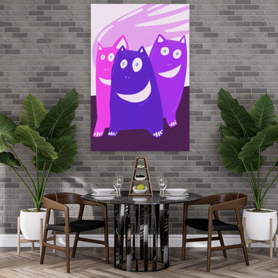 Colorful Smiling Monsters Abstract Contemporary Wall Art Print by Ellirs Illustrations - Wrapped Canvas Print