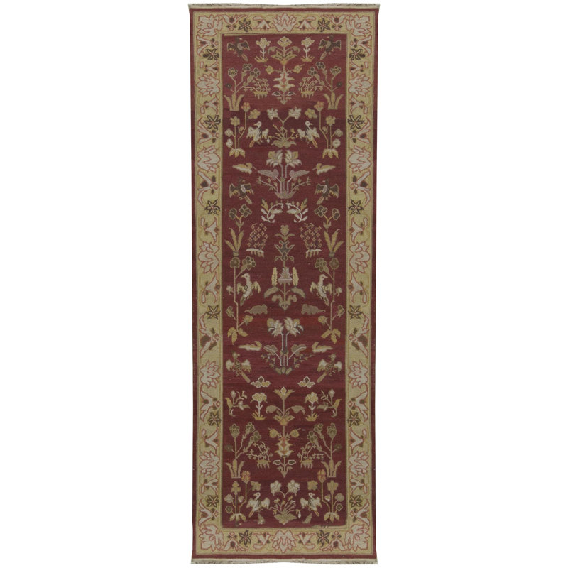 Hand-Knotted High-Quality Red Runner