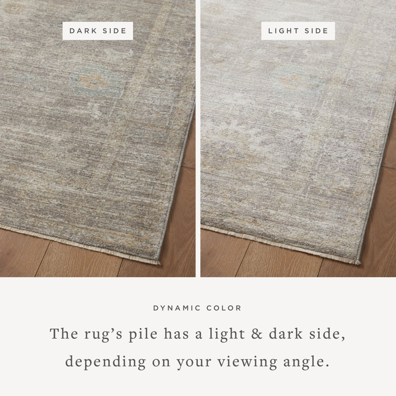 Millie Stone and Natural Floral Polyester Runner Rug 3' x 8'