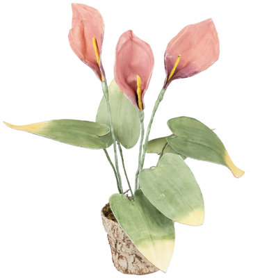 19" Pink and Green Decorative Calla Lily Artificial Christmas Plants