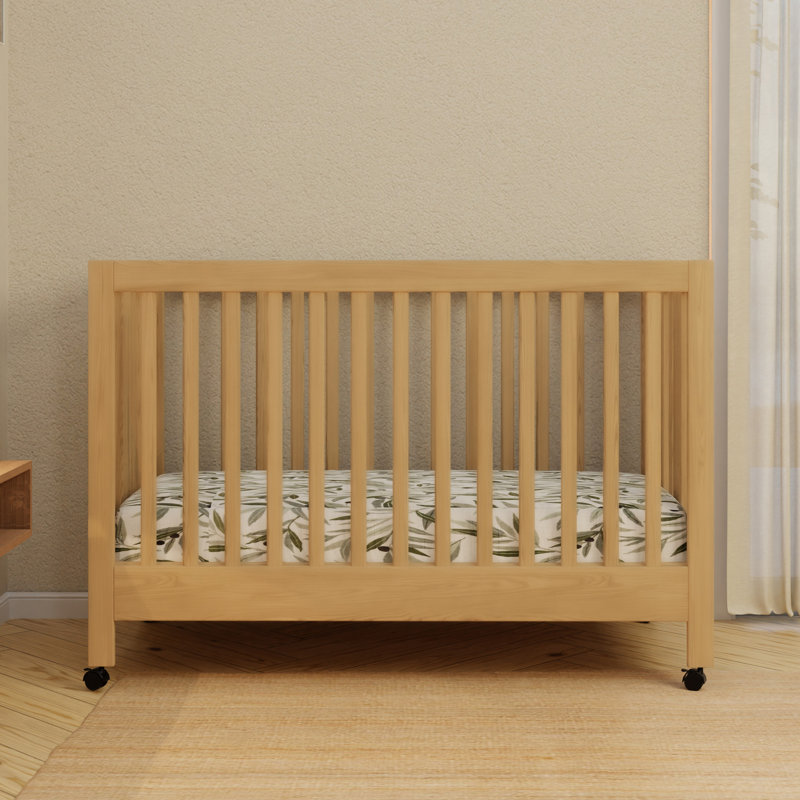 Maki 2-in-1 Convertible Portable Crib, Honey