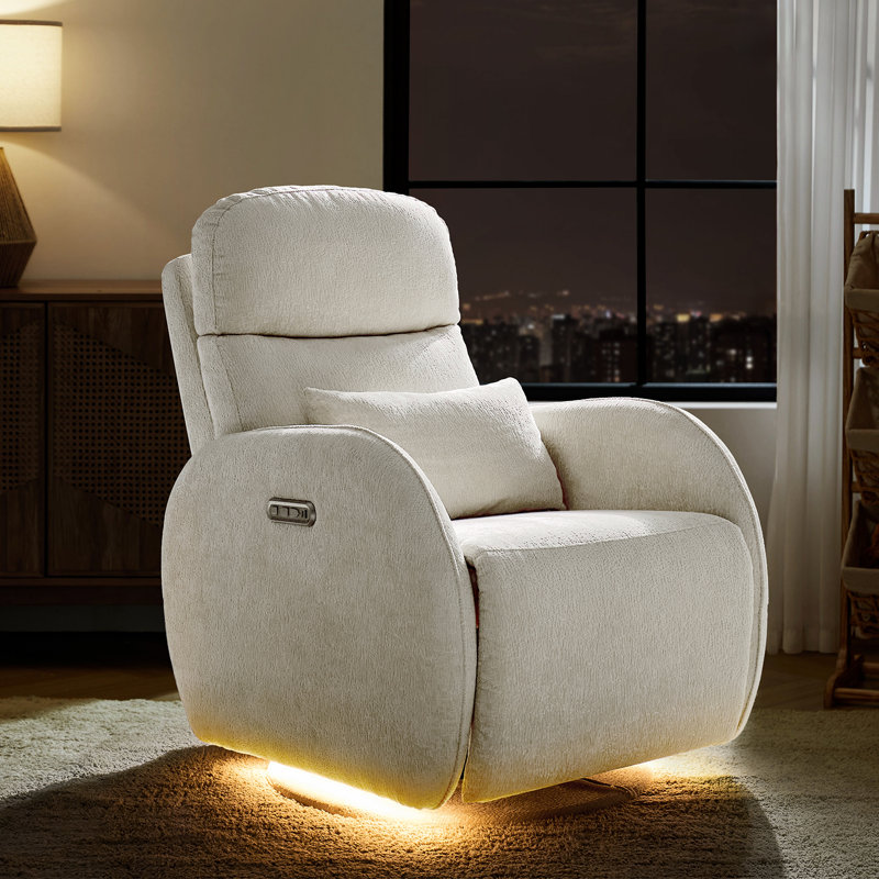 Abelie Modern Dual Motor Power Swivel Nursery Recliner with Auto Rocking Function, null