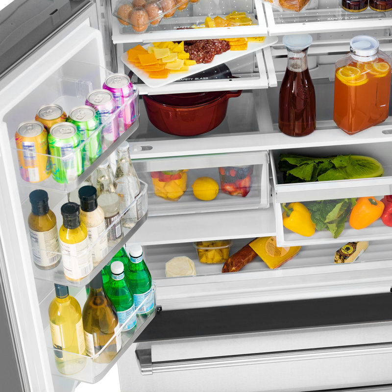 ZLINE 36" Autograph Edition 22.5 cu. ft Freestanding French Door Refrigerator with Ice Maker in Fingerprint, Matte Black