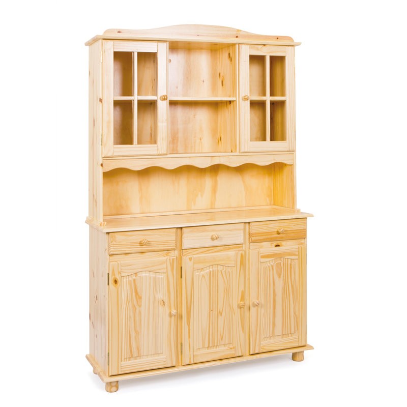 Display Cabinet Valencia - Solid Wood, Natural Brown