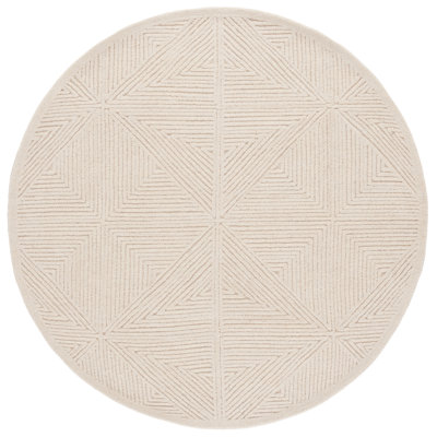 Lisabet Textural Hand Tufted Wool/Cotton Geometric Rug in Ivory