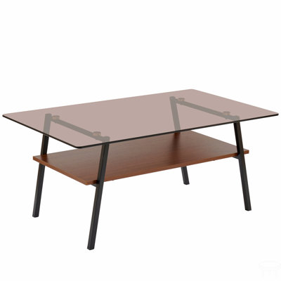 Modern Rectangle Coffee Table With Tempered Glass And Metal Legs, Stylish And Functional For Any Living Room.