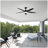 56 Inch Indoor Black Ceiling Fan With Light