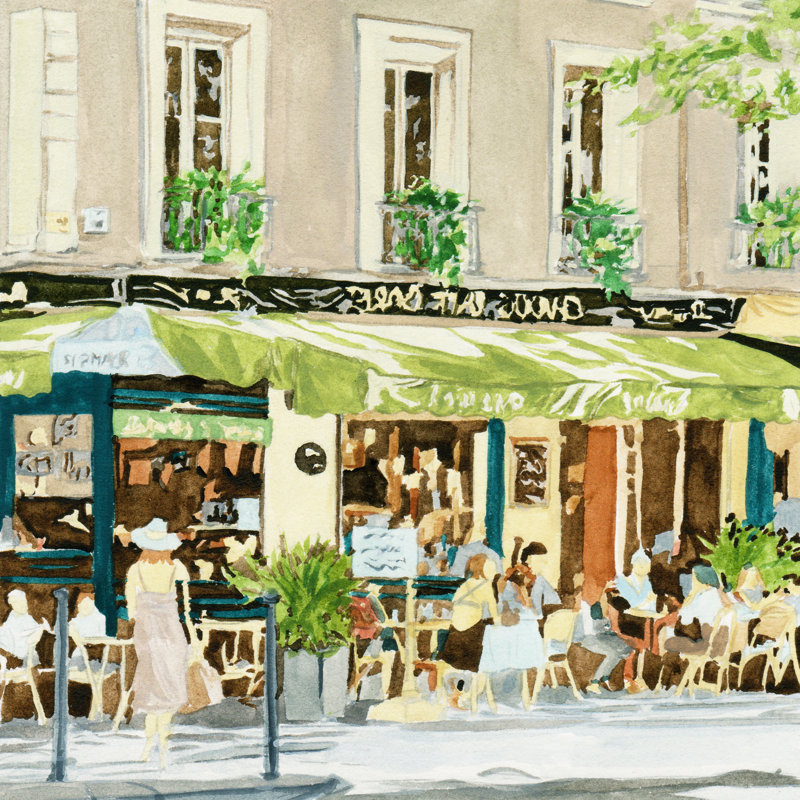 Parisian Green Cafe Scene II by Melissa Wang - Wrapped Canvas Print, 30 cm H x 30 cm W