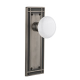 Mission Plate with White Porcelain Door Knob