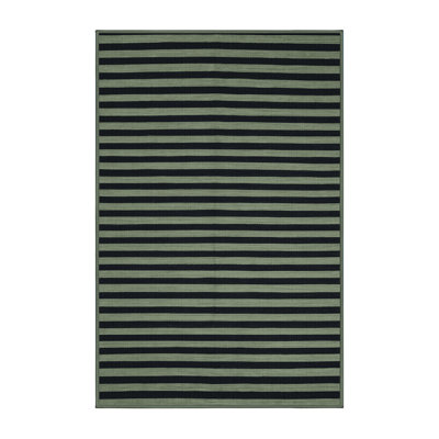 Tapis vert à rayures horizontales lavable à la machine