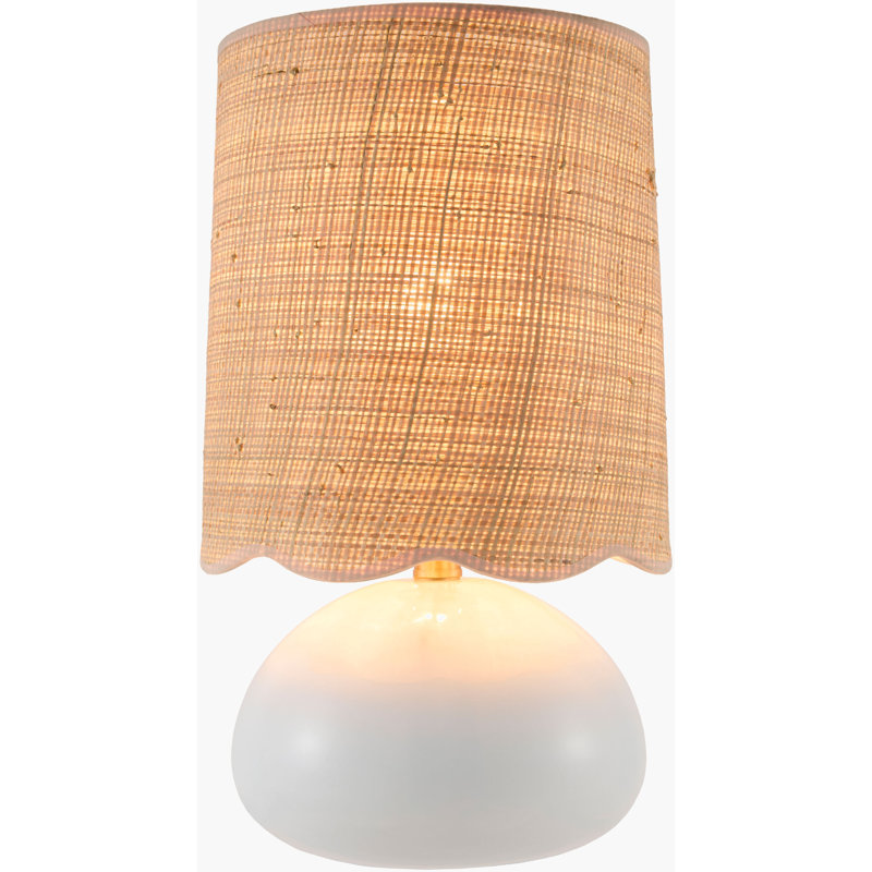 Lampe de table Yaitza, Blanc, Rattan Scalloped