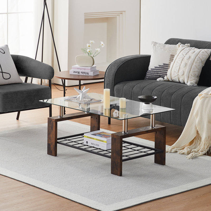 Bassel Four Leg Coffee Table, Brown