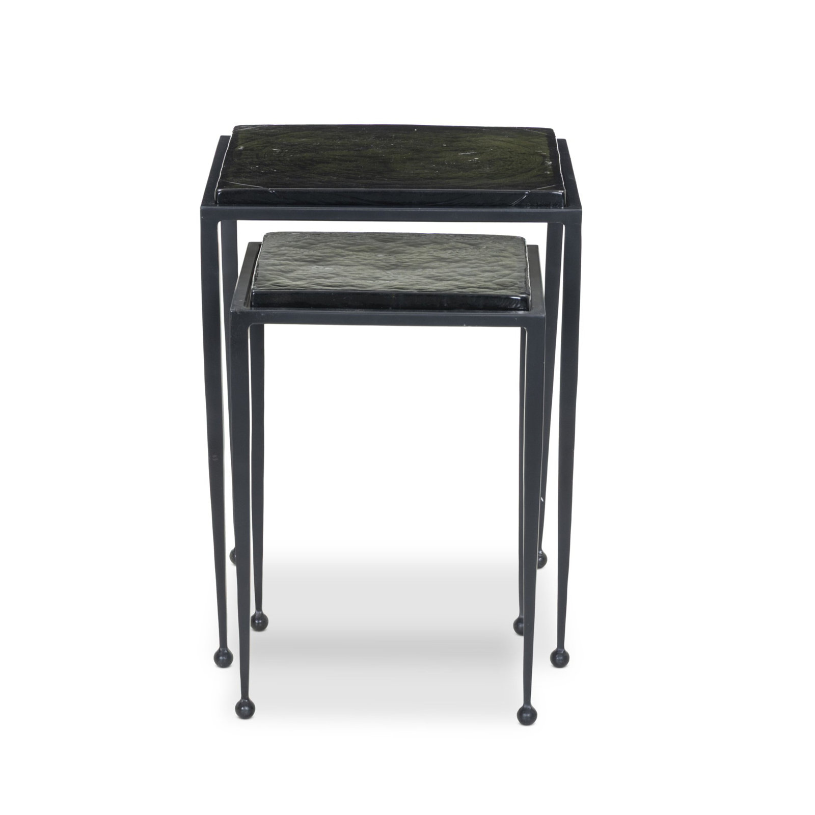 Damiana Glass Nesting End Table, Moss Cast Glass