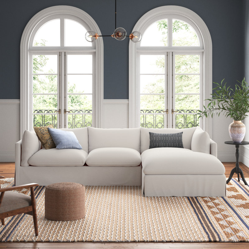 Zuri Slipcover Chaise Sectional, Left Hand Facing, Bennett Moon Polyester Blend, 31.5" H x 133" W x 67" D