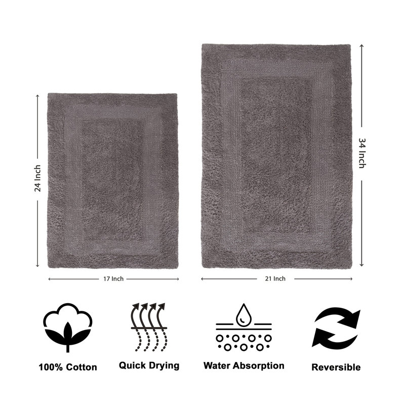 Eriksay Cotton Bath Rug, Gray