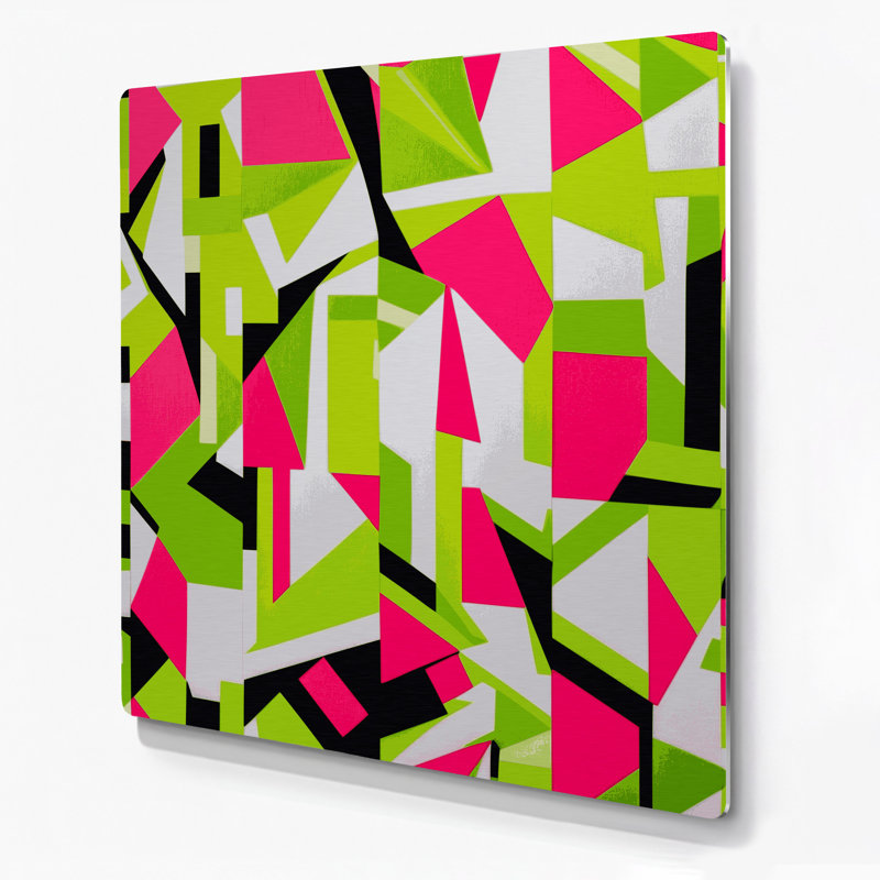 Abstrait, formes, 59, art mural en métal vert, H 12 po x l 12 po