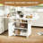 Dining Table with 6 Wheels, storage rack and cabinet