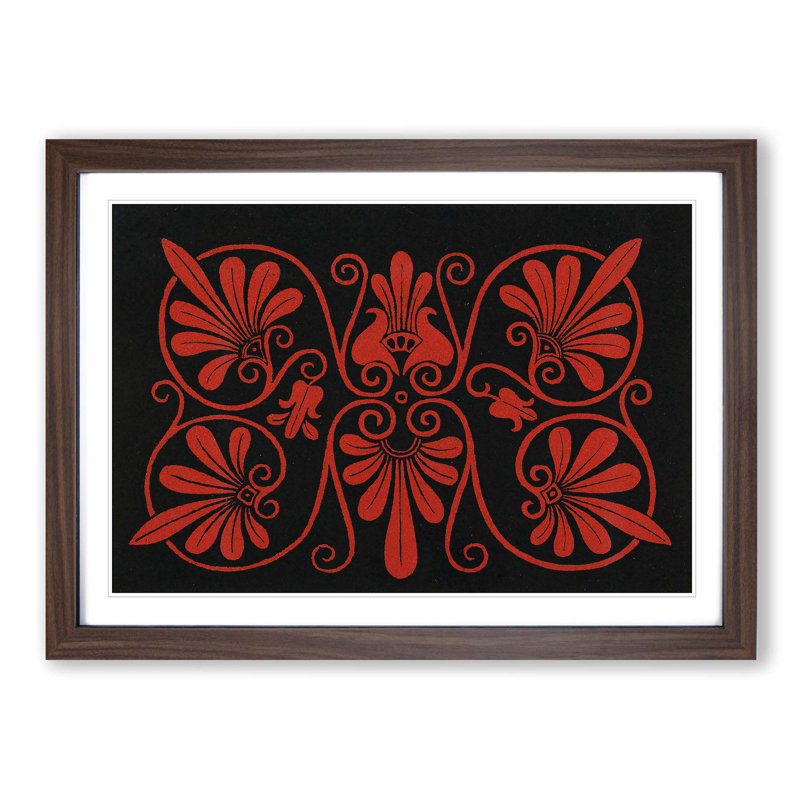 An Antique Illustration In Red And Black by Owen Jones - Single Picture Frame Print, Walnut Framed, 24cm H x 33cm W x 2cm D