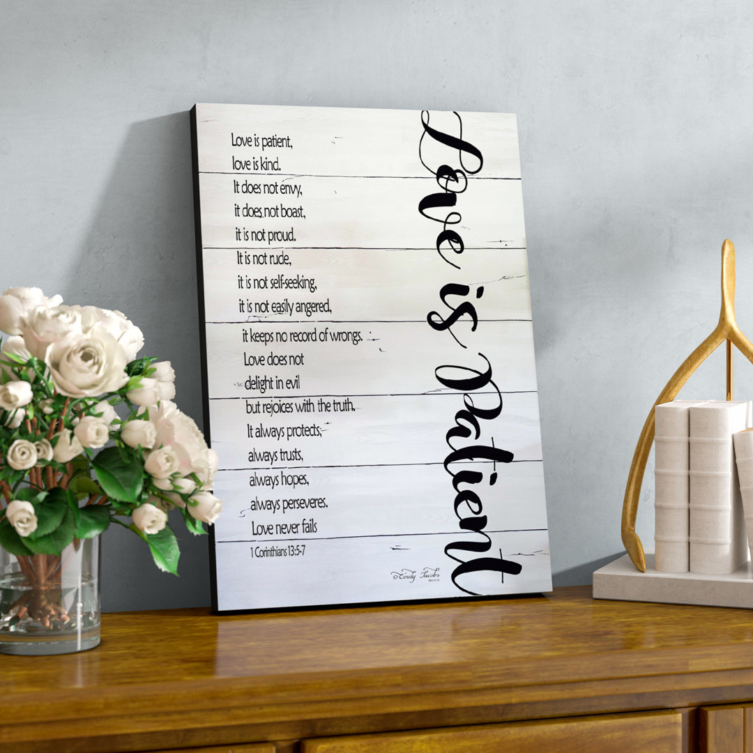 'Love Is Patient' Textual Art Print on Wrapped Canvas Winston Porter 