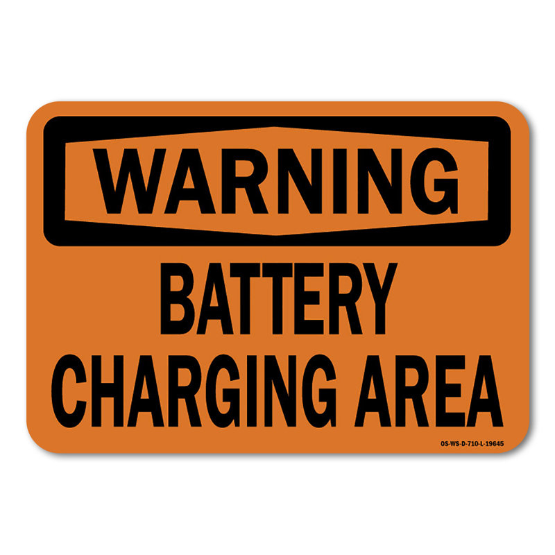 Autocollant d'avertissement OSHA - Autocollant pour aire de chargement de batterie 14 po x 10 po