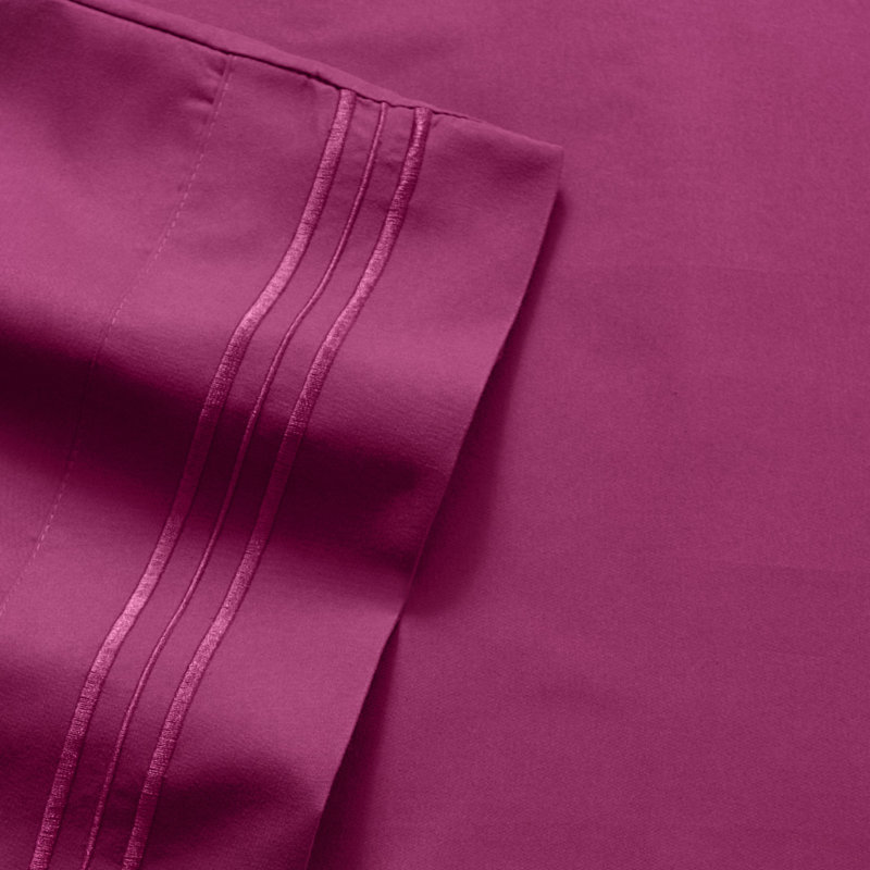 Luxurious Classic Soft Solid 1800 Series Microfiber Sheet Set, Various Colors and Sizes, Berry, Full