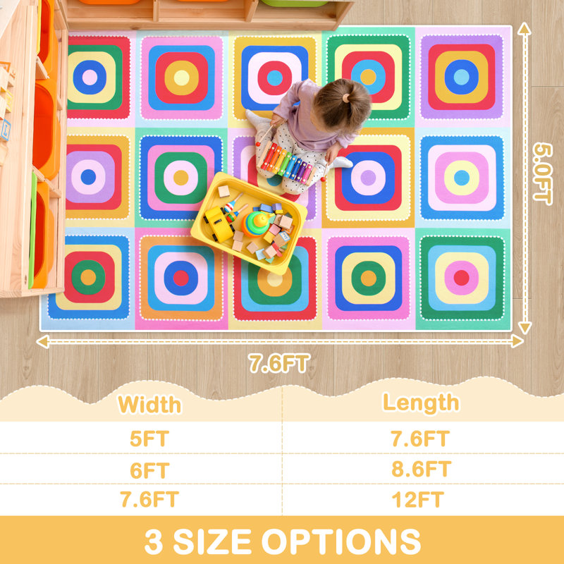 Tapis de salle de classe pour jouer et apprendre, Rectangle 5' x 7'6"