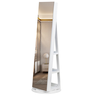 Armoire de rangement à miroir blanche 5 tablettes rotatives