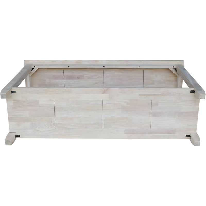 Solid Parawood Console Table With Butcher Block Surface, Unfinished Design For Custom Finishing