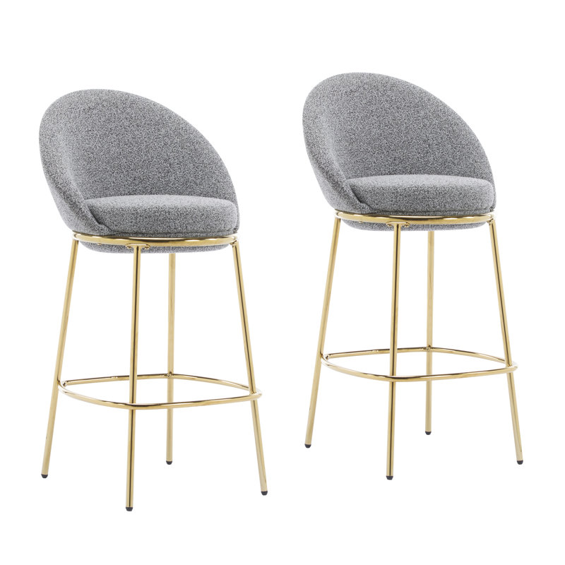 Revêtement intérieur en métal, finition dorée, dossier solide, confortable pour les comptoirs de salle à manger - pieds, motif, assise longue