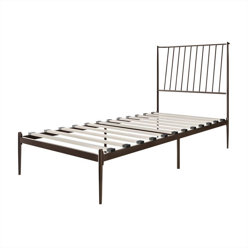 Metal Platform Bed, Twin, Brown