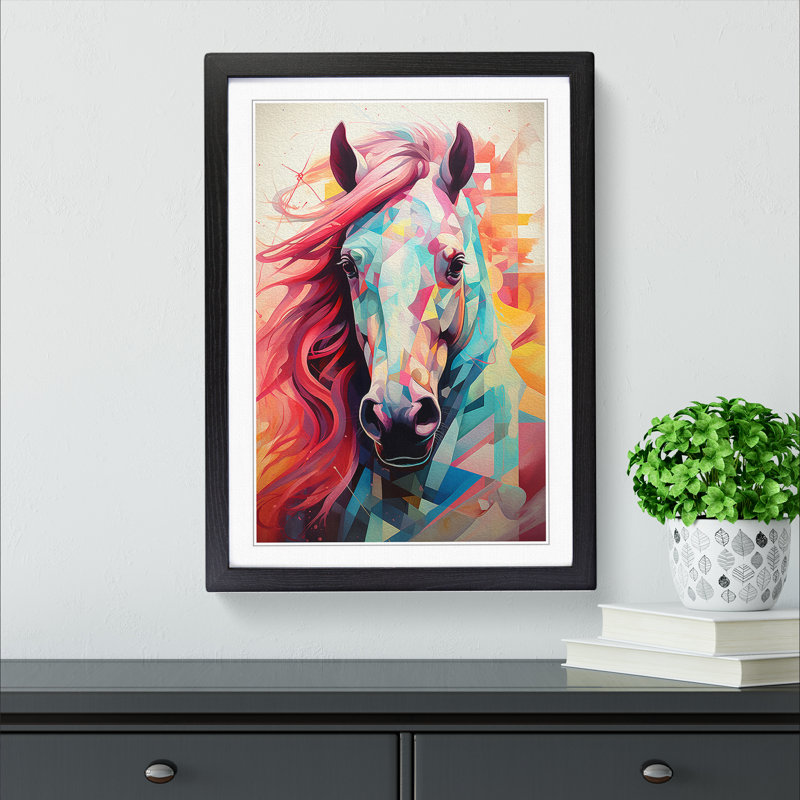Pony Geometric No.2 - Framed Print, 46cm H x 34cm W x 2cm D, Black