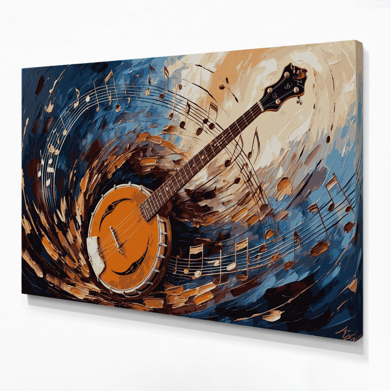 «Music Banjo», toile mauve, H 16 po x l 20 po