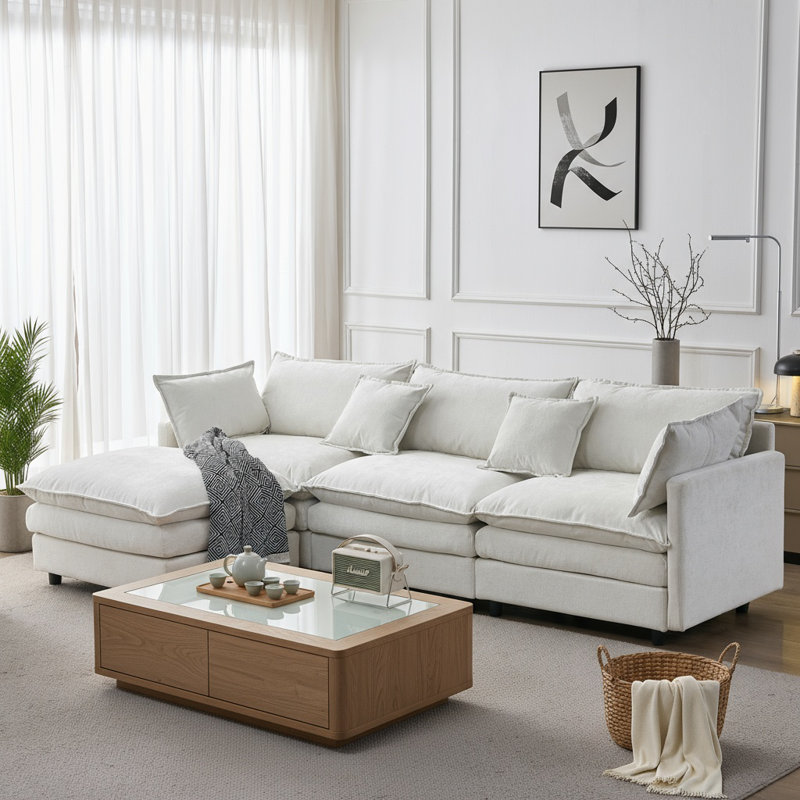 105" Modular Sectional Couch, Beige