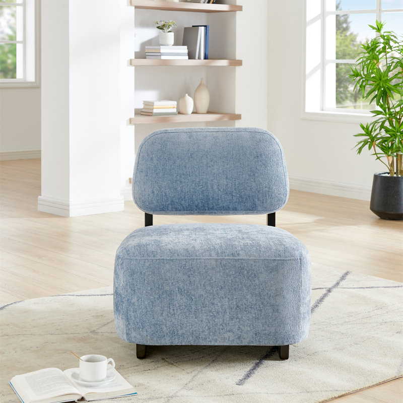Chaise d'appoint moderne Solara avec structure en bois massif, Bleu
