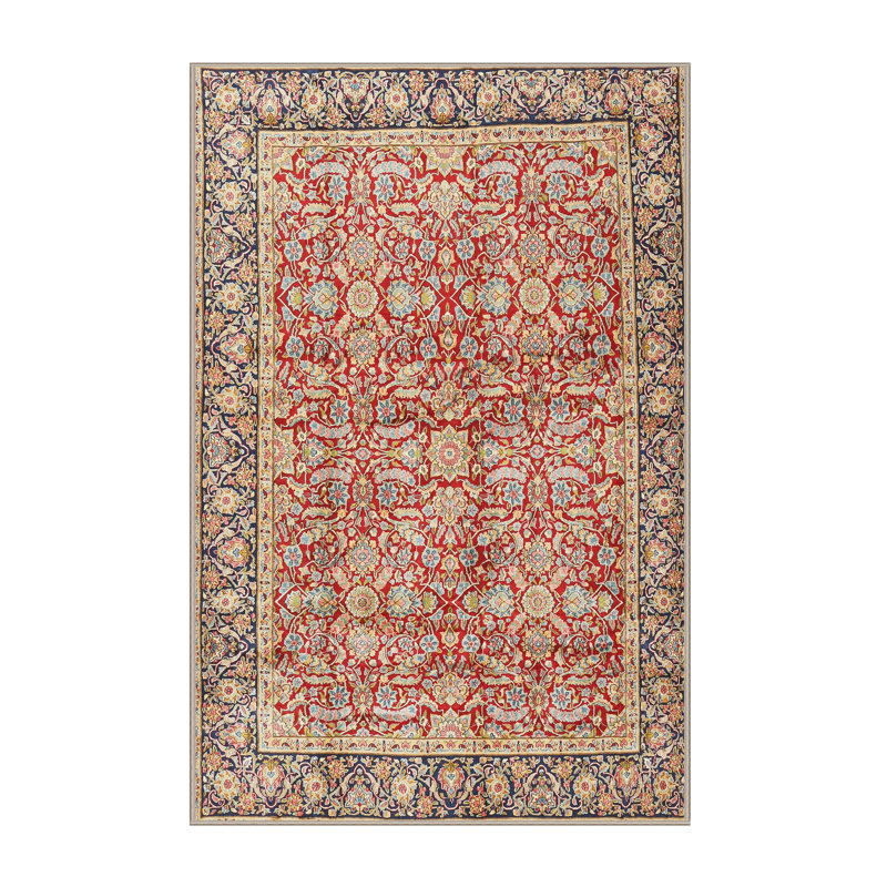 Tapis traditionnel orange / jaune clair / noir Caille, Rectangle 3 pi x 5 pi
