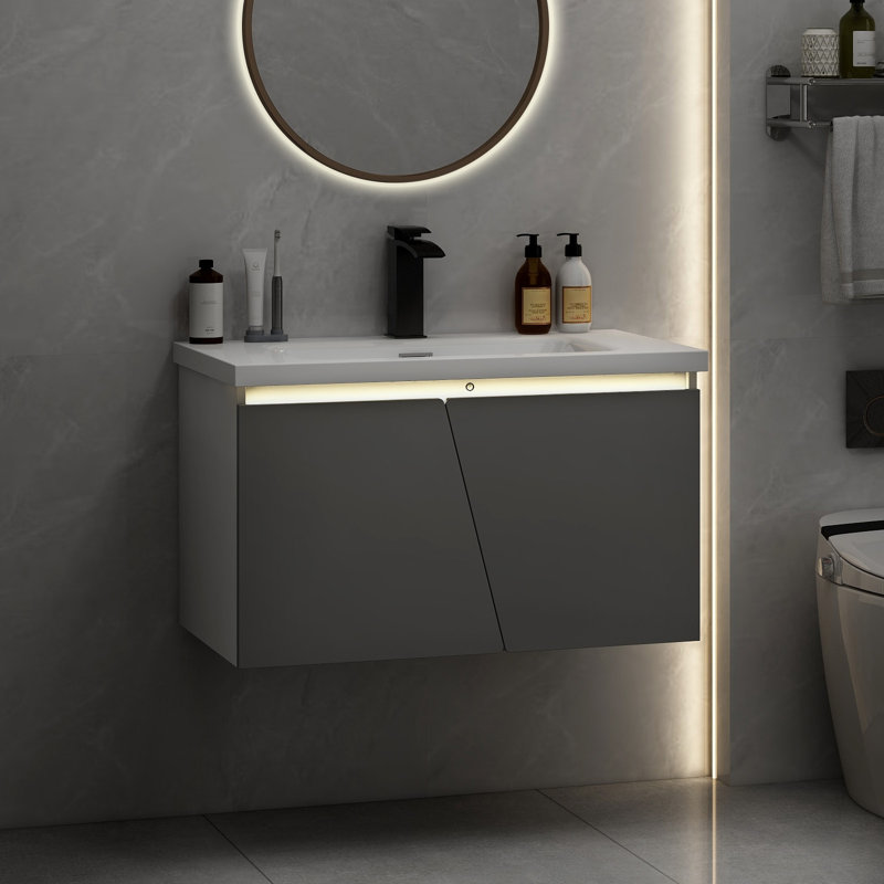 Nyier Bathroom Vanity Set with Sink, Gray